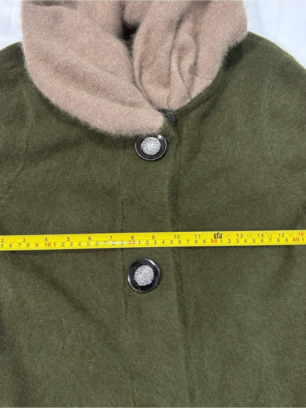 Riccos 100% Mink Cashmere Hooded Sweater Duster Cardigan XL Button Down Green - Picture 11 of 16